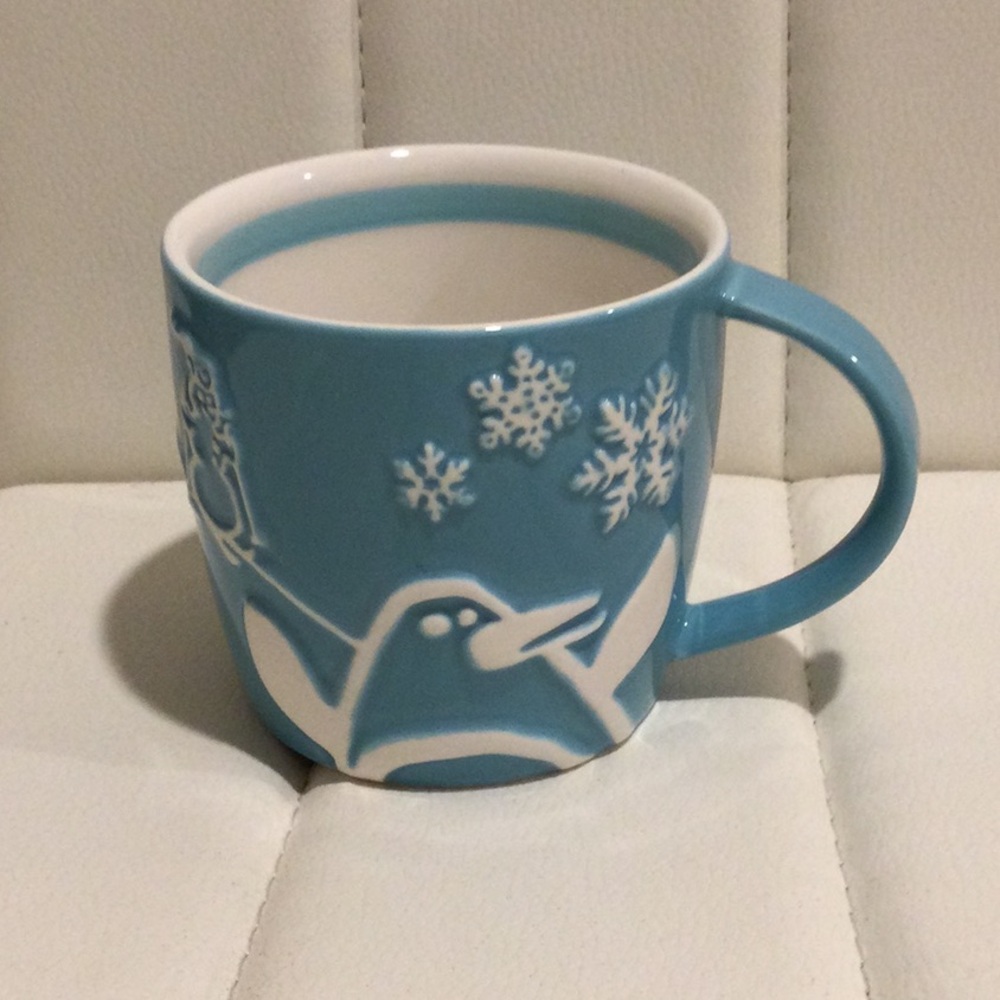 (2) NWOT Blue Ceramic Holiday Starbucks Christmas Mugs Set